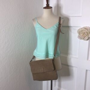 ELF Handmade Dune Tan Suede Crossbody/Clutch Bag